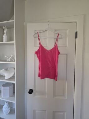 Women's Pink Lace-Trim Cami Tank Top